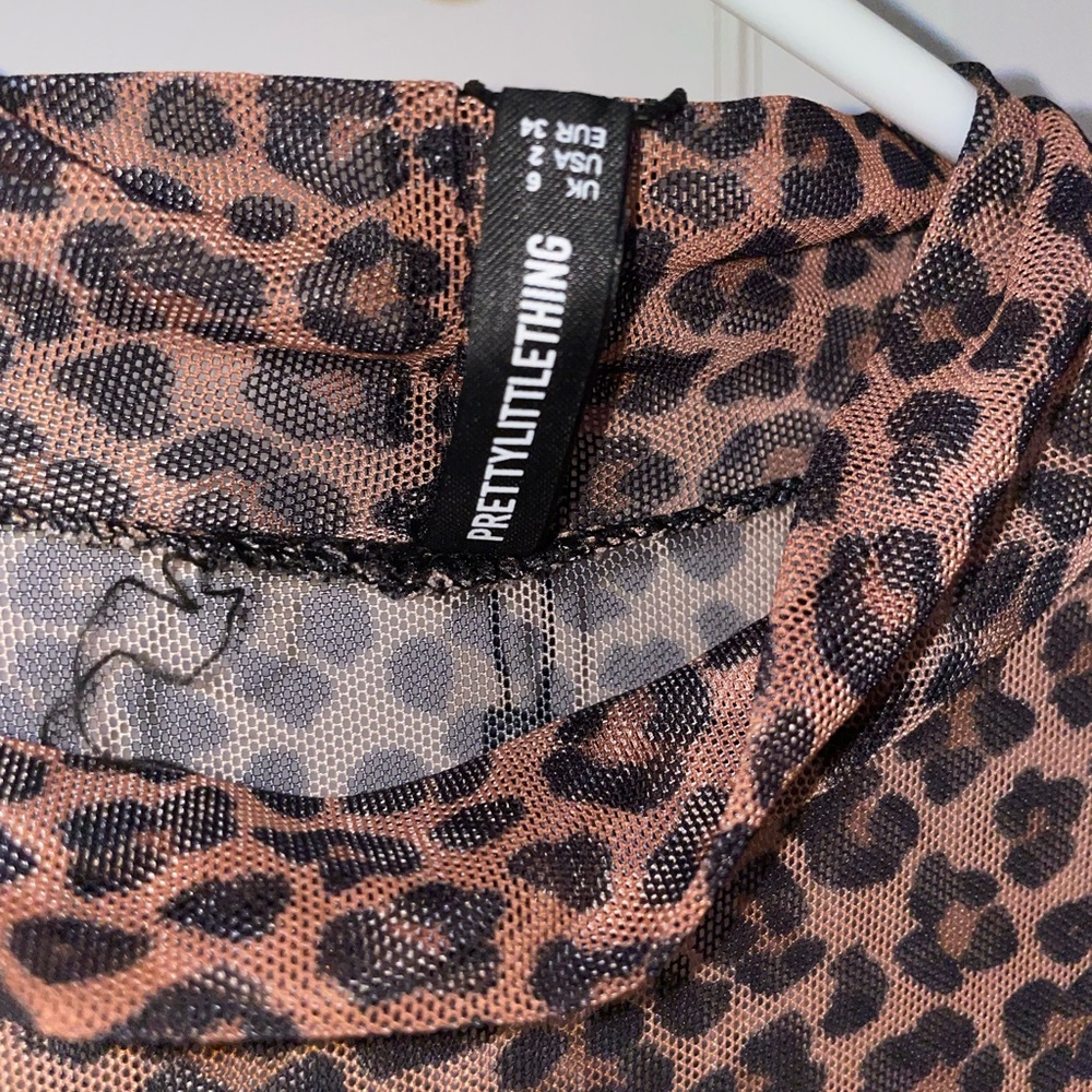 Pretty Little Things Leopard Print Mesh Long Dress - image 2